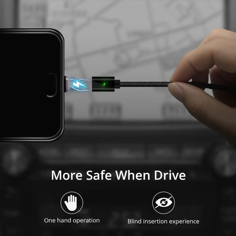 FONKEN magnética Cable de carga rápida de imán Micro USB y Tipo C Cable de datos de sincronización de los Cables del teléfono de carga rápida imán cargador cable