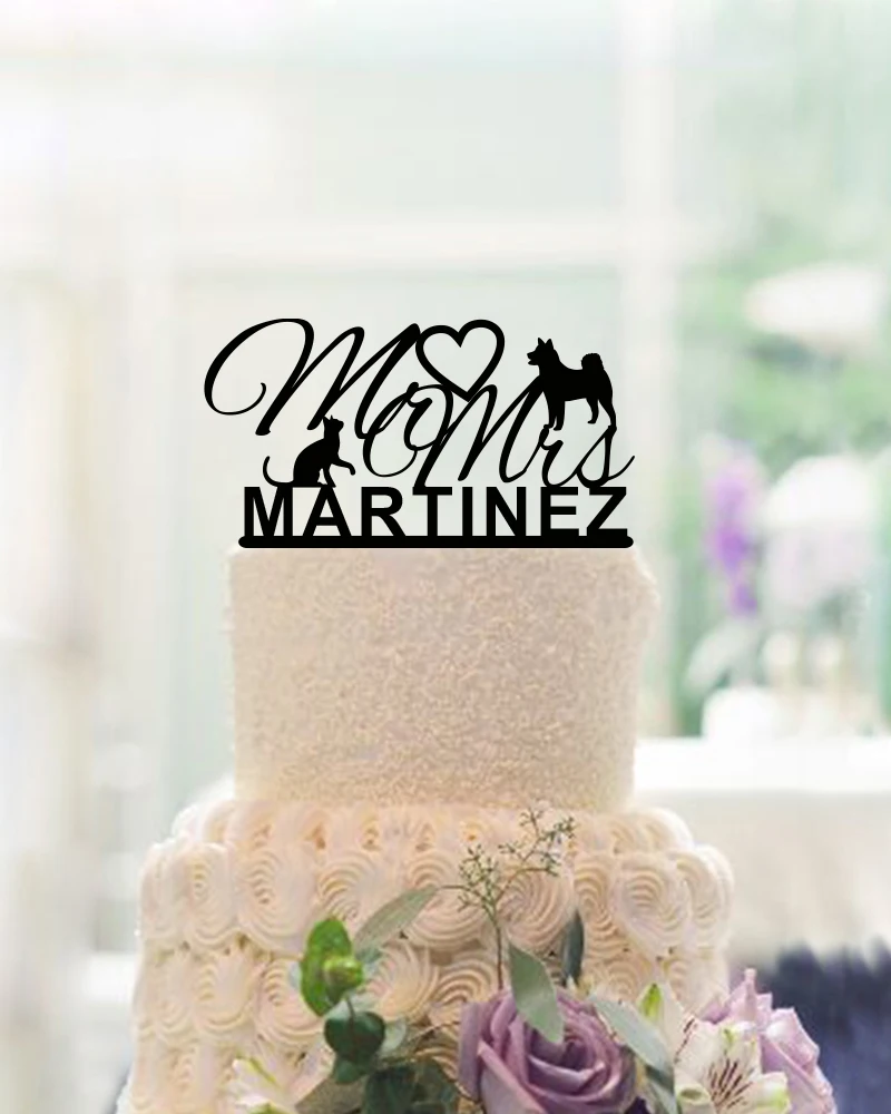 

Personalized Wedding Cake Topper with Dog Acrylic Wedding Cake Topper Custom Mr and Mrs Wedding Cake Topper Wedding Cake Decor