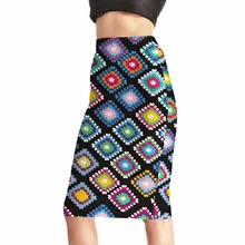 NEW Arrival 0004 Sexy Girl Women Summer Rainbow Plaid tartan National Prints Skater Evening Sexy Knee Length Tight Pencil Skirt