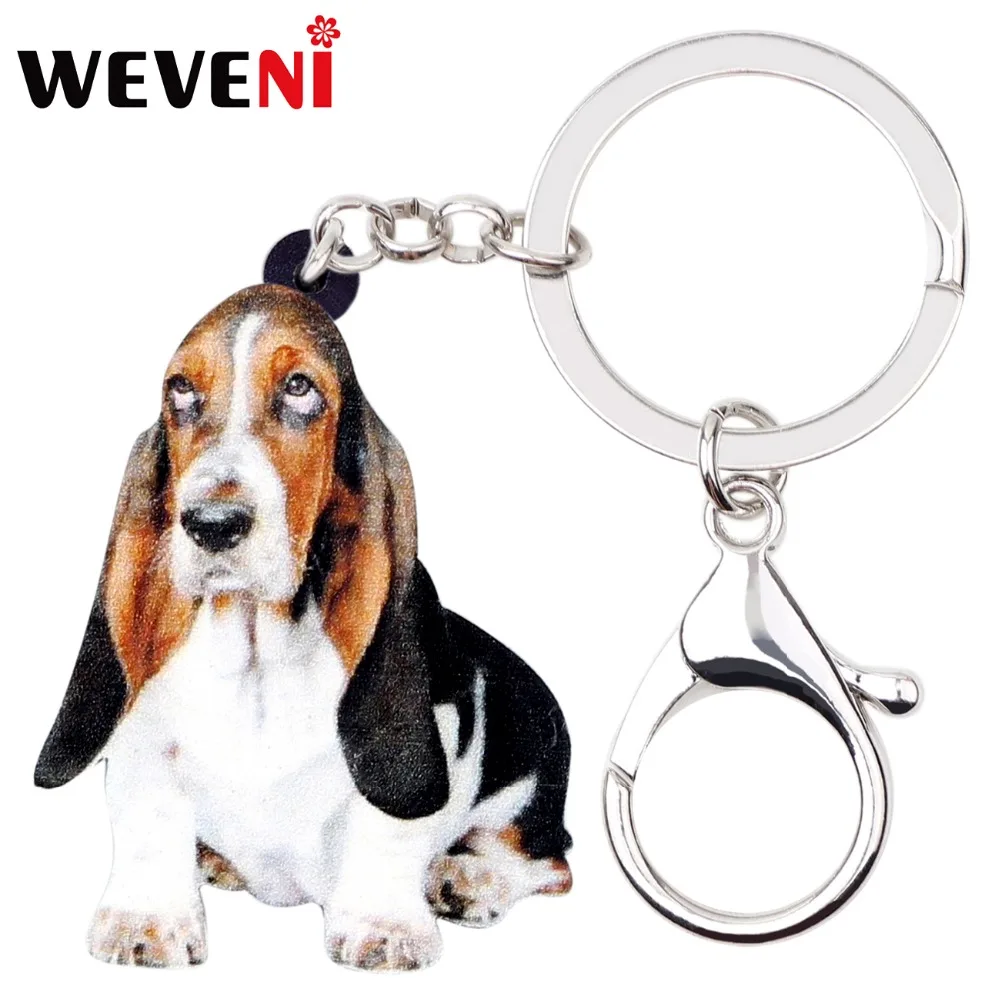 WEVENI Original Acrylic Basset Hound Dog Key Chains Keychains Bag