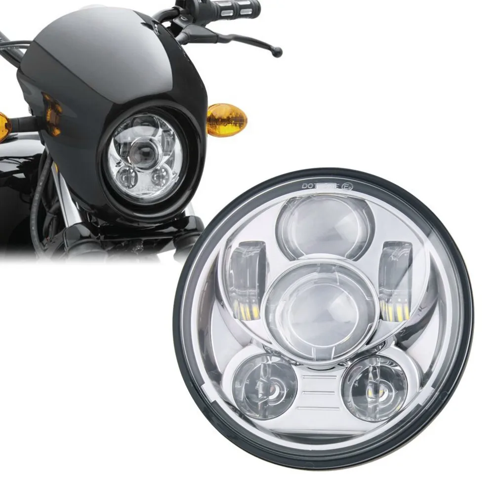 

5.75 5-3/4" Inch 45W Chrome LED Projector Headlight for Harley Davidson Dyna Glide Sportster