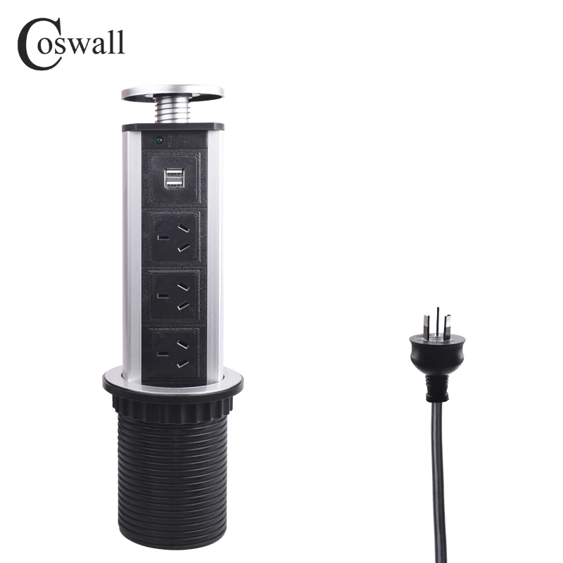 COSWALL PULL POP UP 3 power AU/New Zealand розетка 2 usb порт для зарядки кухонные настольные розетки