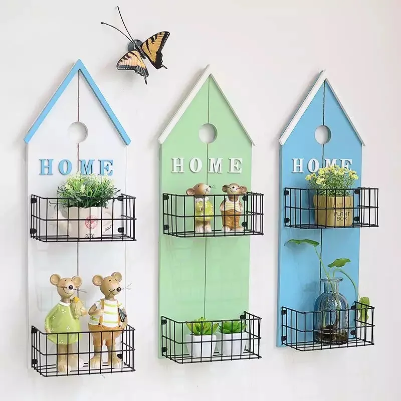 Kopen Amerikaanse Pastorale Stijl Huis Brief 2 Doos Houten Wandrek Bloem Vaas Opslag Houder Plank Muur Decoratieve Hanger amp; Thuis decor