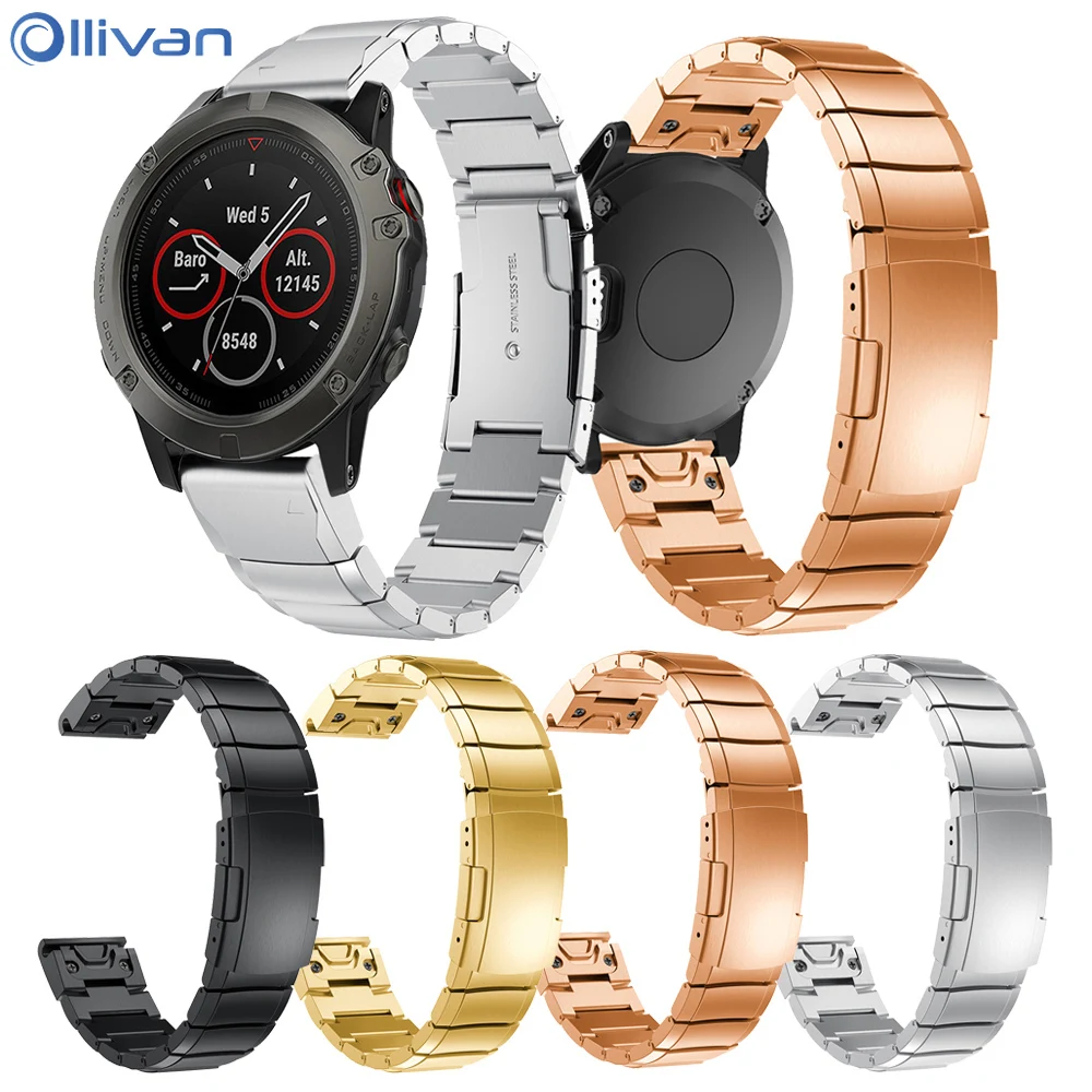

Ollivan Stainless Steel Quick Release Watchband for Garmin Fenix 5X/ For Fenix 3 HR Metal Bracelet Strap Men Women Watch Strap