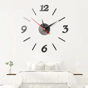 

Modern DIY Large Wall Clock 3D Mirror Surface Sticker Home Decor Art Design New