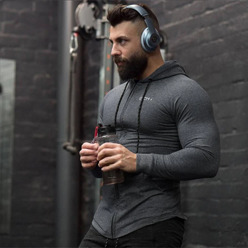 men gyms Fitnes Hoodies Casual Jacket-1