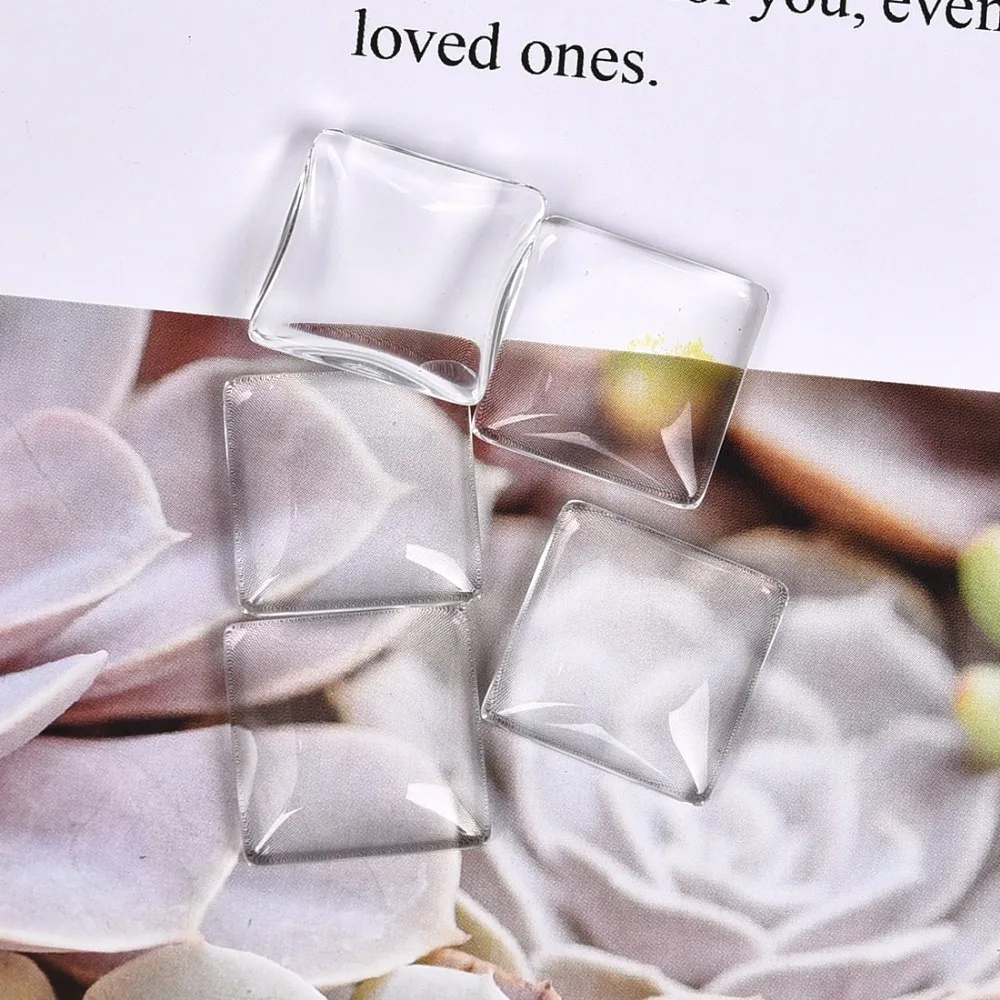 18mm Square Cabochons Transparent Glass Clear Flat Back (2)