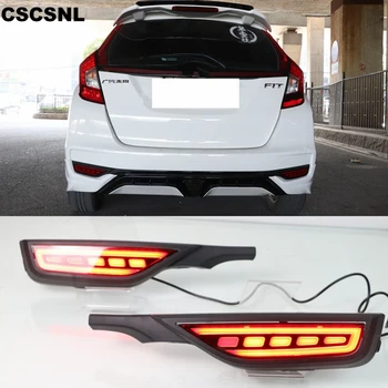 

CSCSNL 2PCS Rear Fog Lamp 12V Car LED Rear Bumper Light Brake Light Flowing Turn Signal Reflector For Honda Fit Jazz 2018 2019