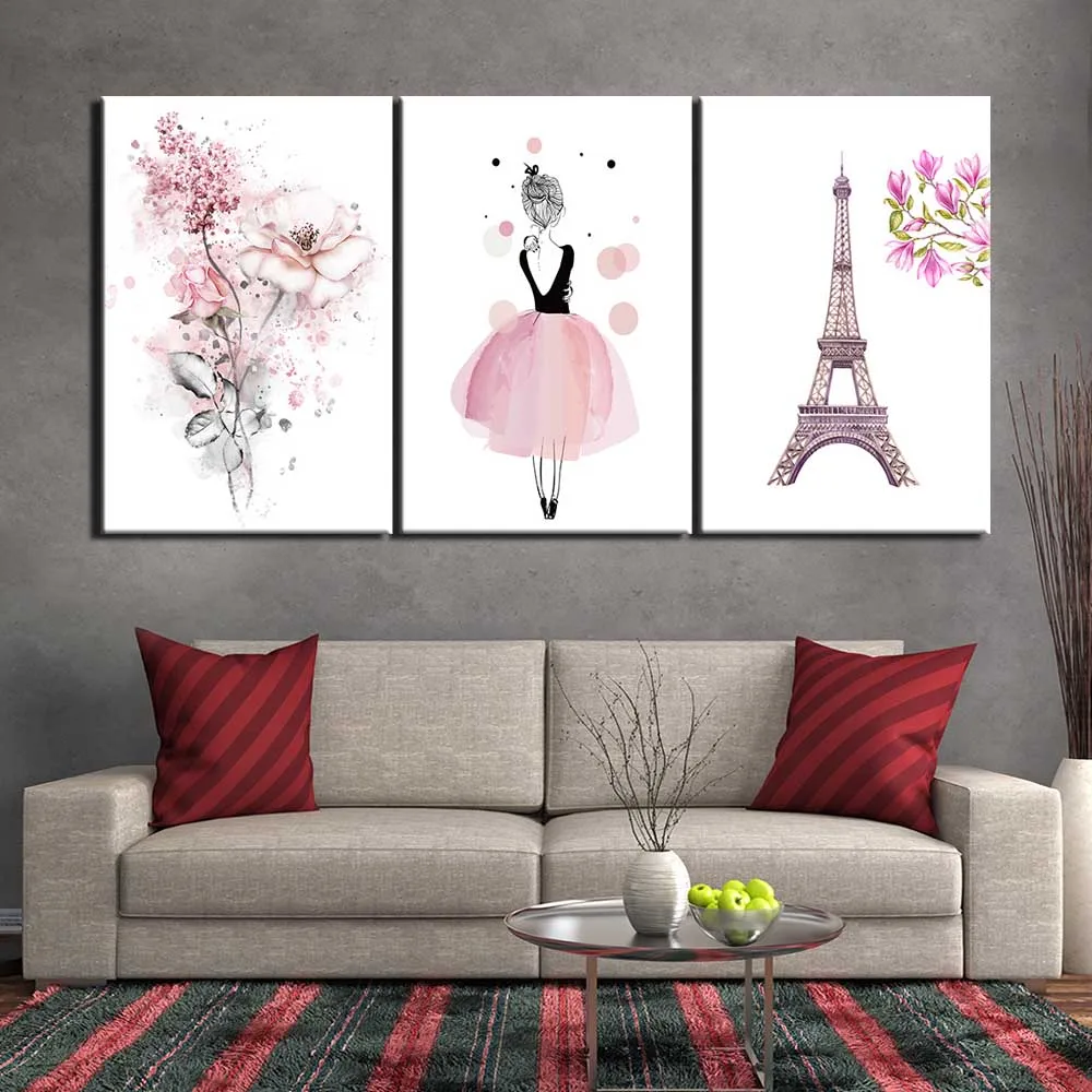 

Wall Artwork Pictures HD Printed Poster 3 Panel Simple Children Modern Home Decoration Canvas Paintings Modular Girl Bedroom