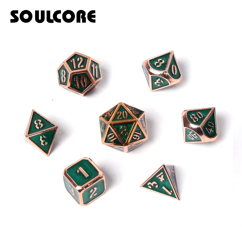 

d&d metal dice set rpg polyhedral solid dungeons and dragons dnd green digital dices table game Zinc alloy pattern d20 6 10 8 12