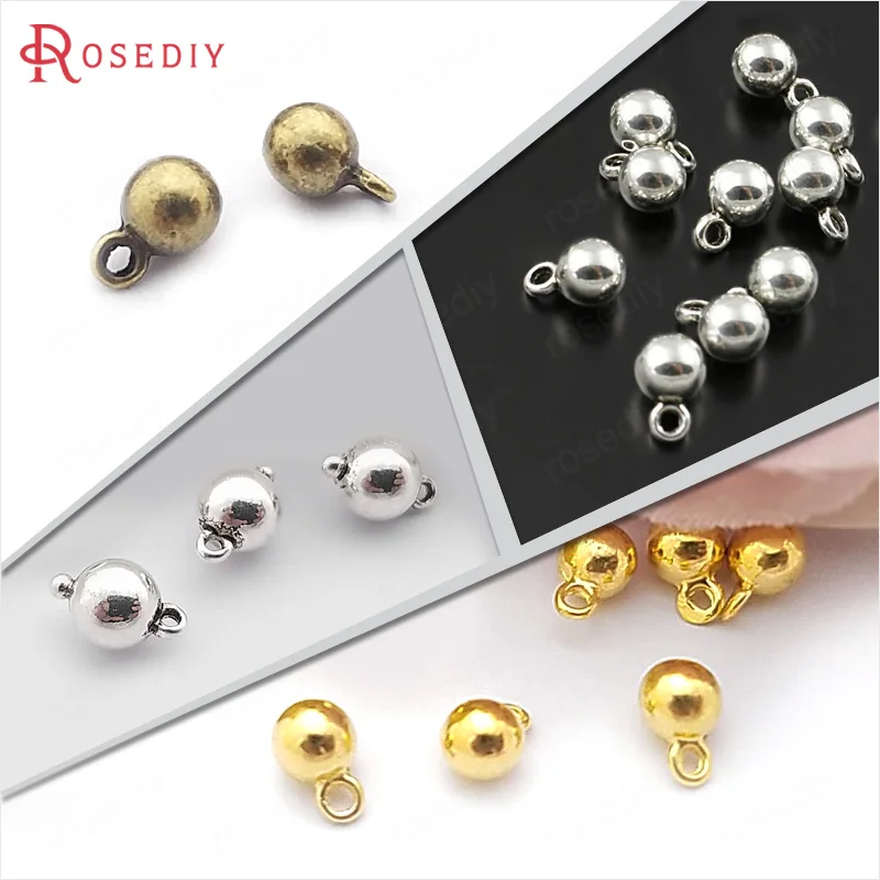 

(30012)200PCS Diameter 4MM Zinc Alloy Small Round Ball Charms Chains End Beads Diy Jewelry Findings Jewelry Accessories