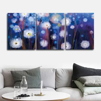 

Laeacco 3 Pieces Abstract Dandelion Flower Canvas Painting Modern Wall Art Pictures for Home Decoration Living Room Wall Poster