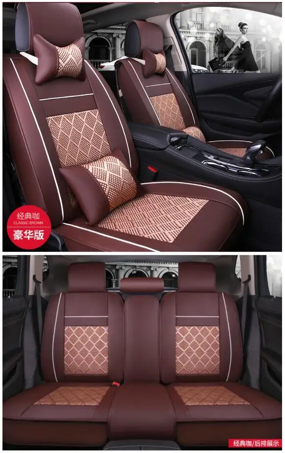 Deluxe Edition Спереди и сзади) Специальный кожаный чехол для автокресла Benz A B C D E S серии Vito Viano Sprinter Maybach CLA CLK Автоаксессуары - Название цвета: Deluxe Edition