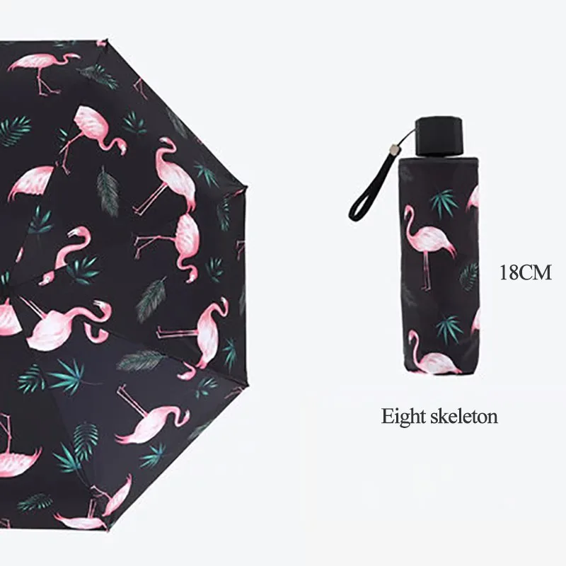 5 Folding Black B Пляжный солнцезащитный зонт, солнцезащитный, защита от ультрафиолетового излучения, складной женский дождевой Зонт двойного назначения, карманный мини-зонтик, Женский мультяшный зонтик WZP023 - Цвет: 5 Folding Black B