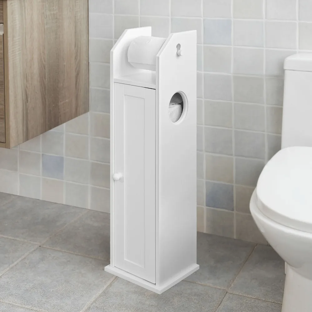 Sobuy Frg135 W Free Standing Wooden Bathroom Toilet Paper Roll