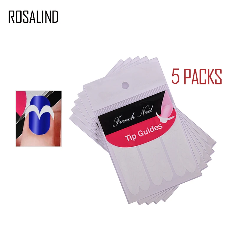 

ROSALIND 5 Packs French Manicure Smile Tip Guides Pedicure DIY Nail Art Stickers Makeup Tools For Nail Art UV Gel Sticker