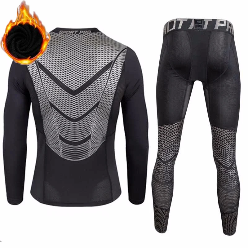 

Men Thick Plus Velvet Thermal Underwear Sets Male Fitness Gymming Sportting Winter Men's O-Neck Cashmere Long Johns For Men