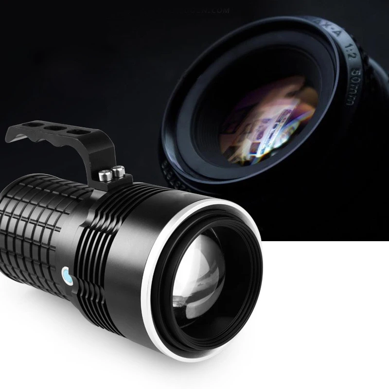 

Powerful USB 8000LM LED Flashlight Aluminum Torch Fishing Flash Light Photography Lamp with 4 Lights(Blue/White/Yellow/Purple)