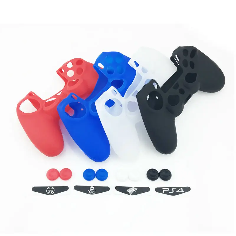 2 pcs Thumb +1 pcs Skin Cover Silicone Case Protection Skin For SONY Playstation 4 PS4 with LED Light Bar Sticker Free Shipping (2)
