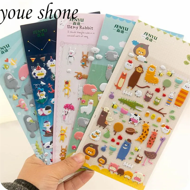 

1PCS Stationery stickers Kawaii 3D Cartoon Bubble scrapbooki Popular Style Children Gift Diary Decoration Sticky Notes