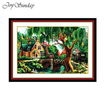 

Joy Sunday Cross Stitch Scenic Paintings In The Woods 14CT 11CT Counted Printed on Canvas DMC DIY Handwork Embroidery sets