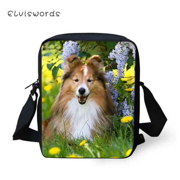 CDWX3028E ELVISWORDS модная женская сумка-мессенджер Милая шелтландская овчарка с животным узором женские дорожные сумки через плечо мини-кошелек - Цвет: CDWX3028E