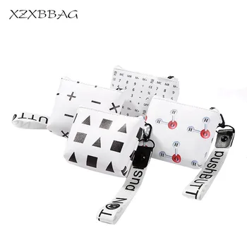 

XZXBBAG Creative Mathematical PU Leather Zipper Zero Wallet Portable Girl Kids Change Pouch Geometry Mini Key Packet Coin Bag