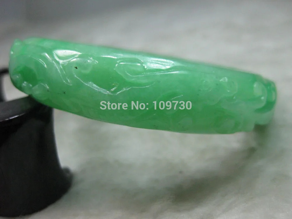 

00979 NATURE BEAUTIFUL CARVING GREEN JADE JADEITE BRACELET BANGLE