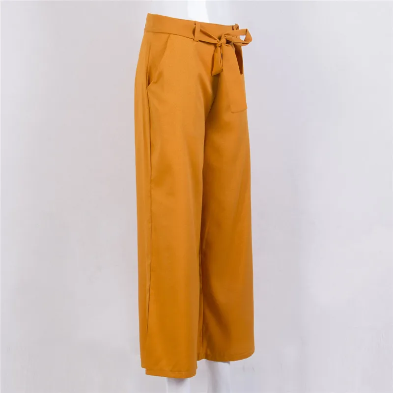 Брюки-палаццо, модные женские свободные широкие брюки, высокая талия, широкие однотонные длинные брюки, лето-осень