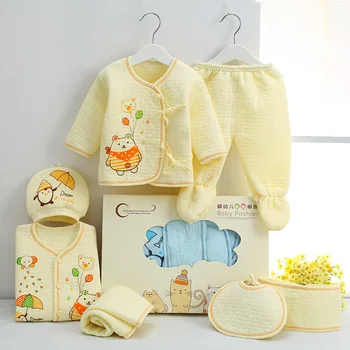 

Newborn Baby Clothes 7pcs set Winter warm boy girls clothes set Cotton Cartoon Outfits Clothes Baby Clothing Set