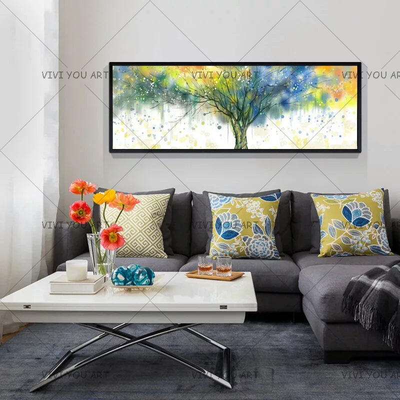 Newest Handmade Wall Decor Modern Nordic Lucky Tree Canvas Painting Art