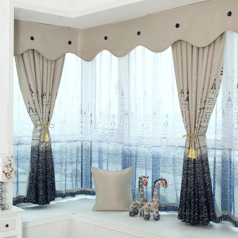 

Ready curtain and tulle set ,blackout cloth with rings or hooks ,free trim for different lenght ,3pieces/lot ,100%light shading