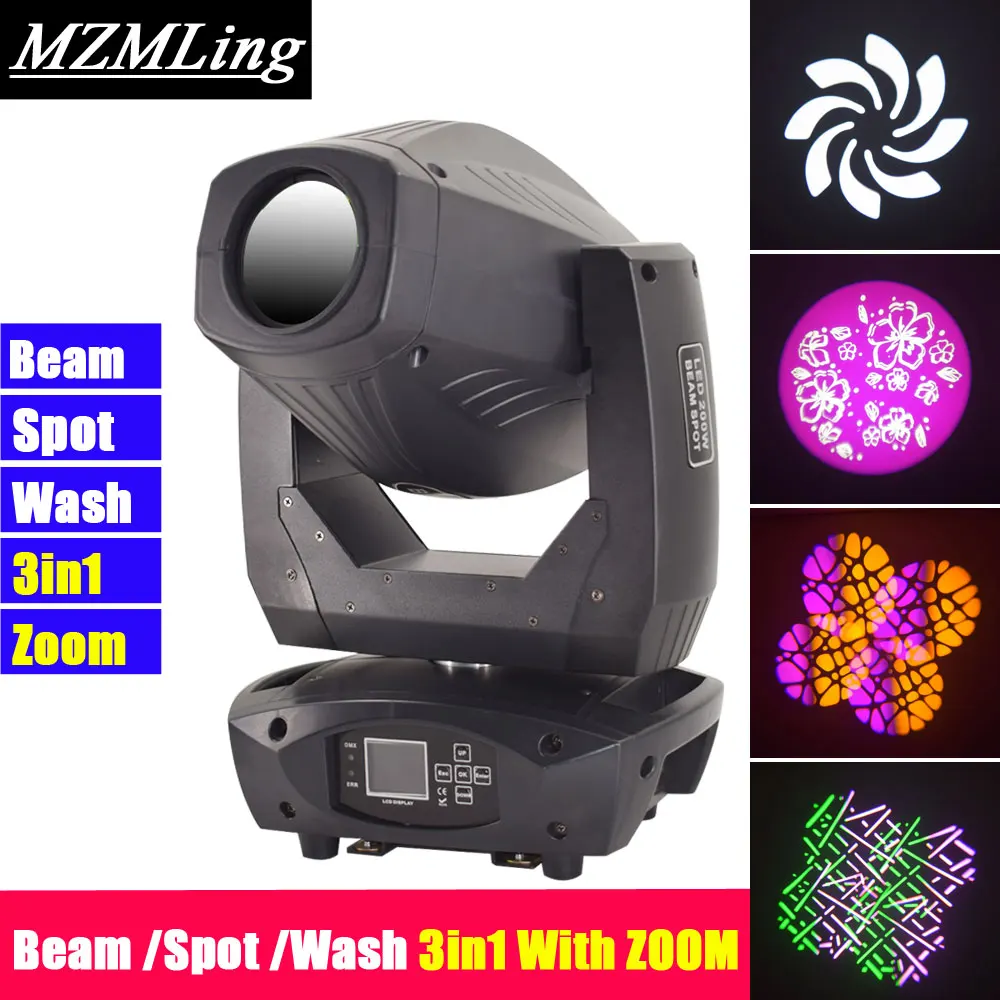 

LED 200w Beam Spot Wash 3in1 Light With Zoom DMX512 Moving Head Light BAR DJ /Bar /Party /Show /Stage Light LED Stage Machine