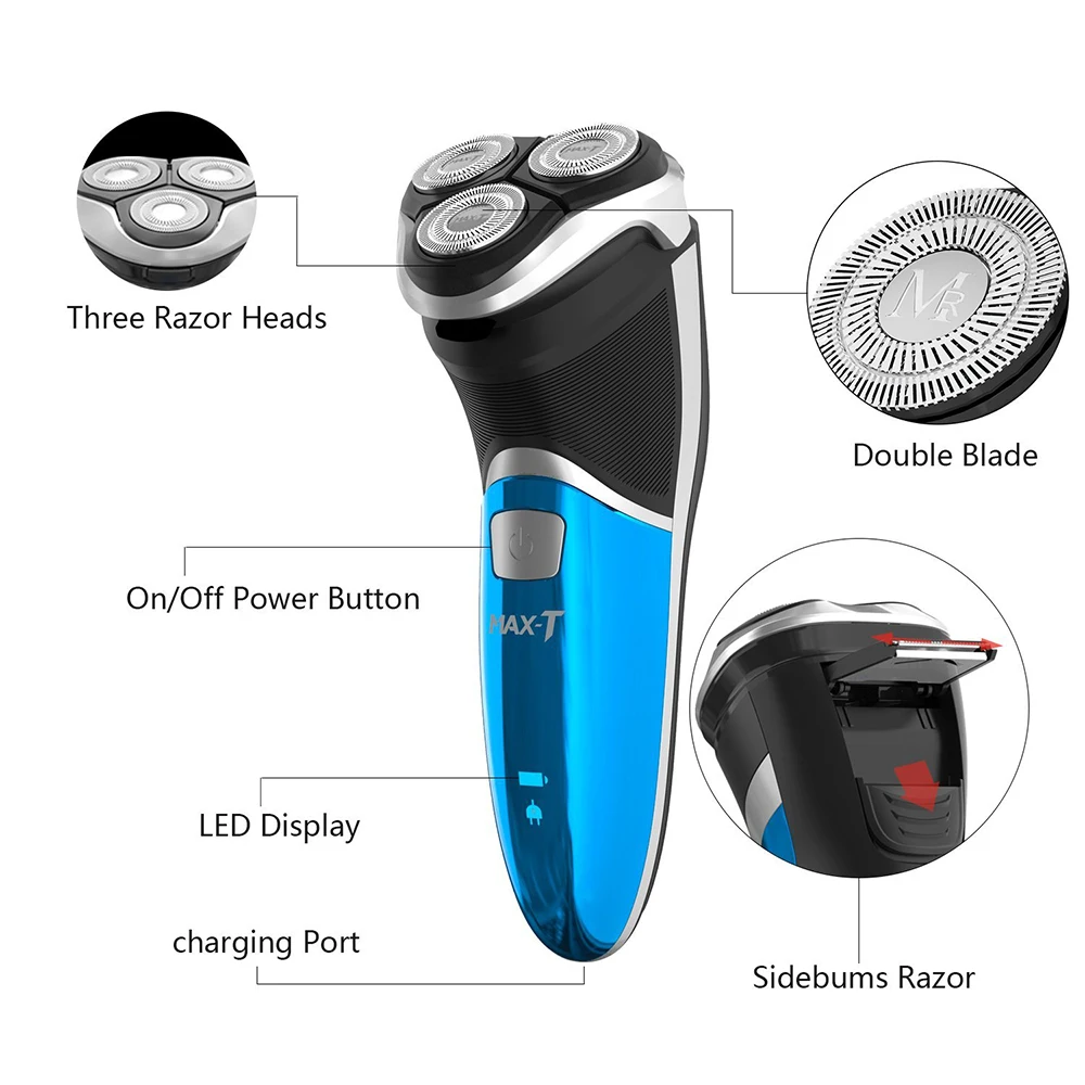 EU/US Plug MAX-T RMS6101 электробритва 100-24 В моющаяся перезаряжаемая электрическая машинка для бритья бороды с тройным лезвием для мужчин уход за лицом