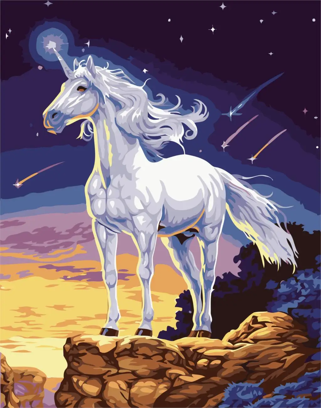 Frameless Modern Style Canvas diy Oil Painting Modern Printed Unicorn