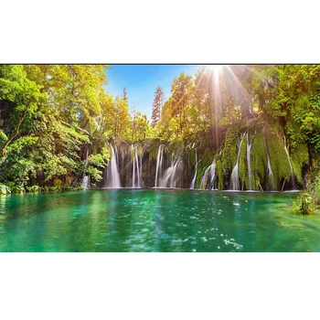 

Diamond Mosaic Scenery Picture Rhinestones Cross Stitch Diamond Embroidery Waterfall Full Square Crystal Home Decoration