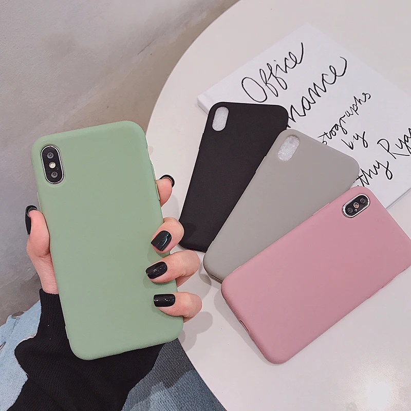 

VZD simple solid color soft for iphone x mobile phone case 8plus for iphone x/xs max/xr soft shell for female iphone6s/7p