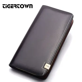 

TIGERTOWN Men's Genuine Leather Real Cowhide Casual Wristbands Handbag Wallet Money Clips Coins Holders Cluth Hand Bag Purse