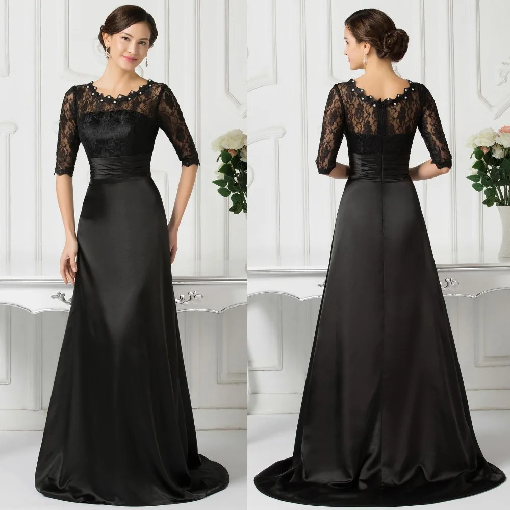 2016 New Arrival black Mother of the Bride Dresses with half sleeve