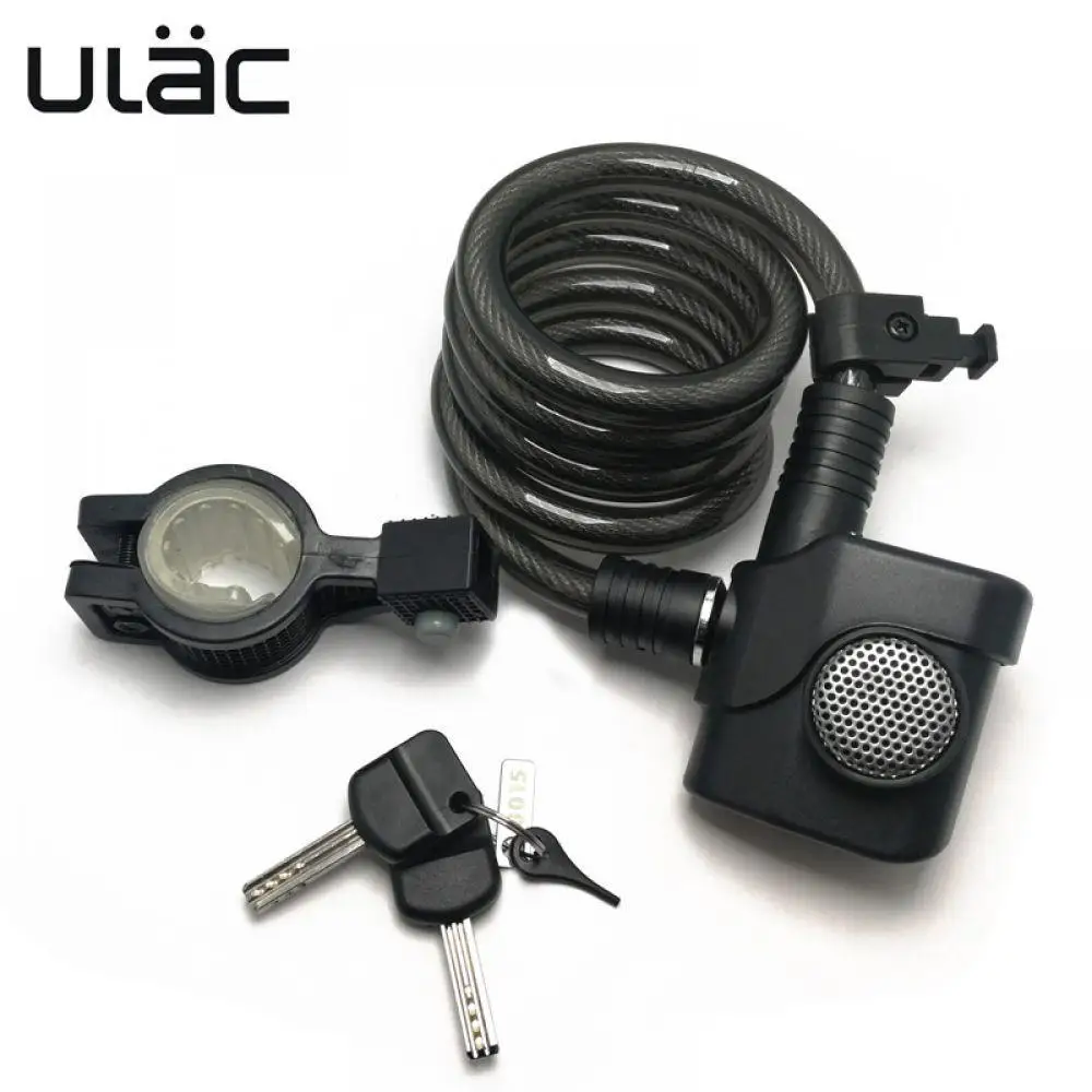 

ULAC Bike Lock Bicycle Electronic Alarm Lock Cycling 110dB loud Cable Bicycle MTB Anti-theft Locks Road Bike Safety Wire Locks