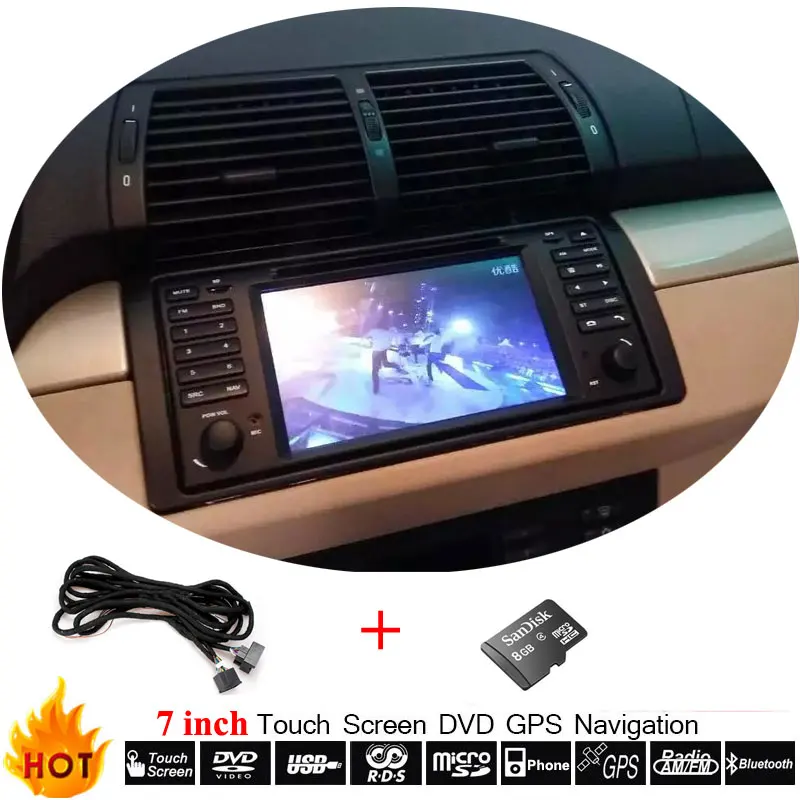 Capacitive Screen Auto Radio DVD GPS Stereo For BMW X5 E53 E39 E38 520i 528i 530i Car Multimedia ...
