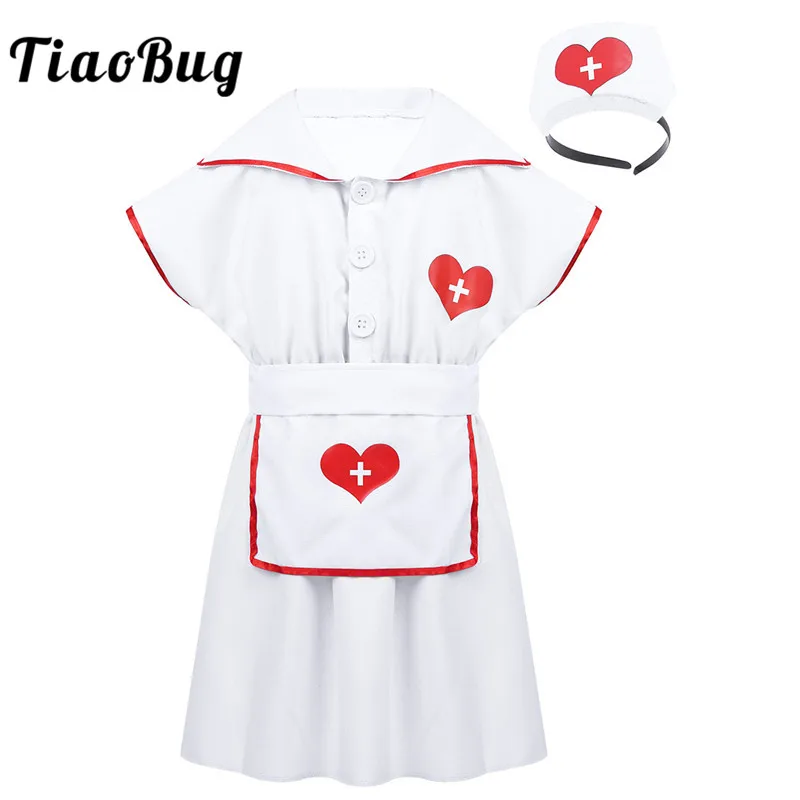 TiaoBug Kids Girls Roleplay Dress Hair Hoop Apron Set Hospital Surgeon Doctor Uniform Children Halloween Cosplay Nurse Costume
TiaoBug Kids Girls Roleplay Dress Hair Hoop Apron Set Hospital Surgeon Doctor Uniform Children Halloween Cosplay Nurse Costume