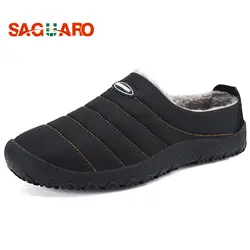 SAGUARO/зимняя мужская обувь, новинка 2019 года, Непромокаемая ткань, хлопковая обувь, Мужская модная теплая плюшевая повседневная обувь без