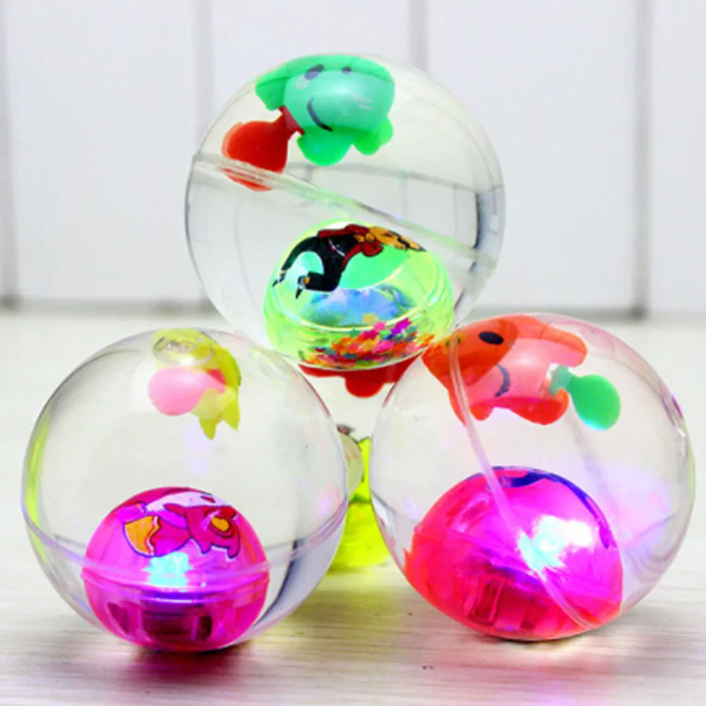 5.5CM Colorful Ball With Fish Bouncing Ball Toy Transparent Crystal Luminescence Elastic Ball