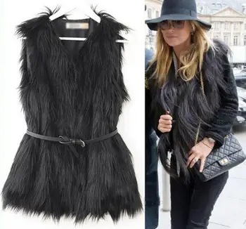 

Europe and America England Style woman sleeveless vest short Faux Fur fashion winter Fashion Slim Fur female Faux Fur coat vest