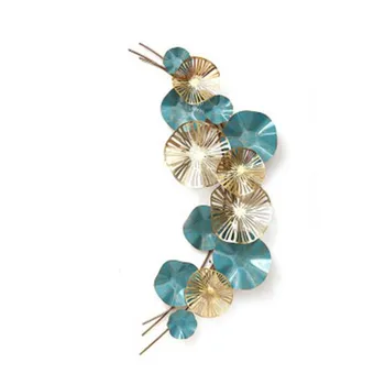 

Modern Wrought Iron Metal Lotus Leaf Luxury 3D Stereo Mural Craft Wall Decoration Sofa Background Wall Hanging Ornament R1253