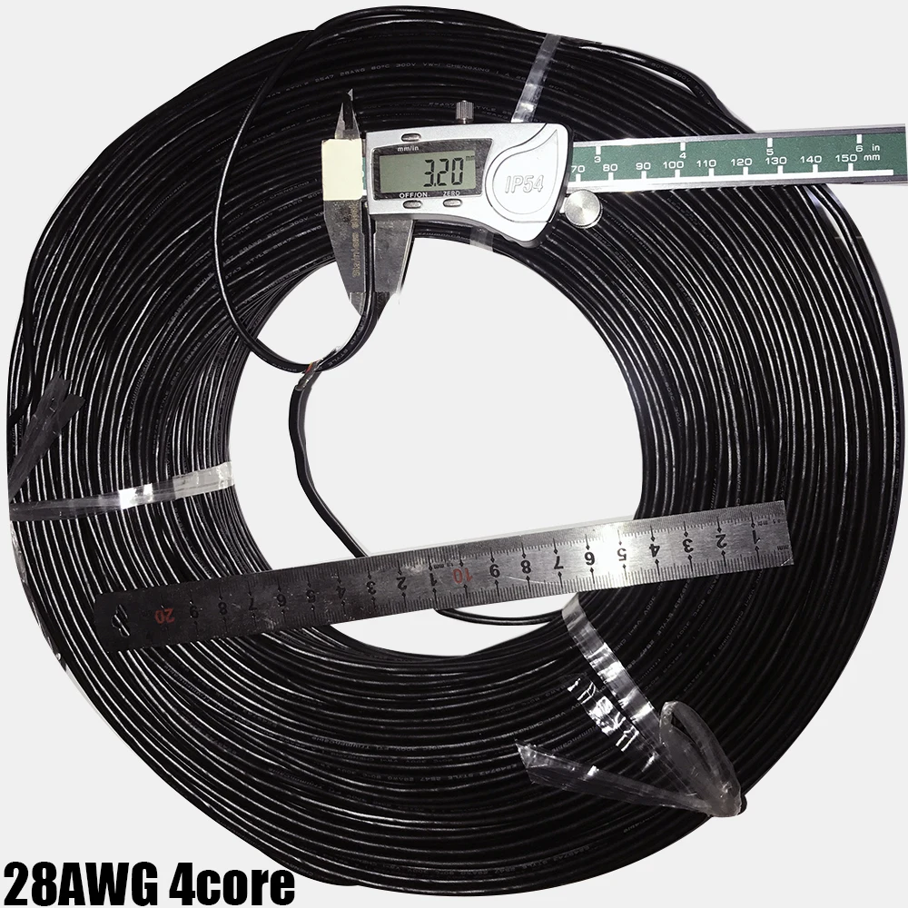- 300m Connector Shielded Wire UL2547 multicore 4 core 28AWG greyblack audio signal electronic connection cable