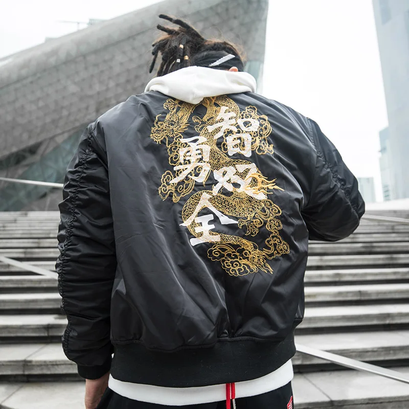 Drop Shipping USA Size Winter Fashion Thick Tiger Embroidery Jacket Men