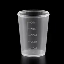Tasse à café en plastique jetable, 5 pièces/ensemble, avec échelle, transparente, cylindre de mesure, 30ml 50ml