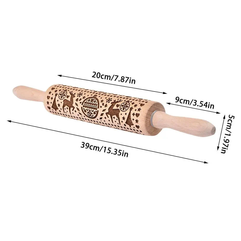 Christmas Beech Wood Rolling Pin